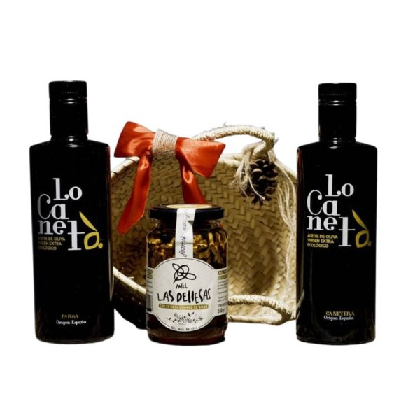 Cesta de Aceite Lo Canetà y Miel Las Dehesas