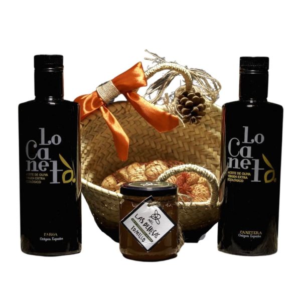 Cesta de Aceite Lo Canetà, almendras y miel de Las Dehesas