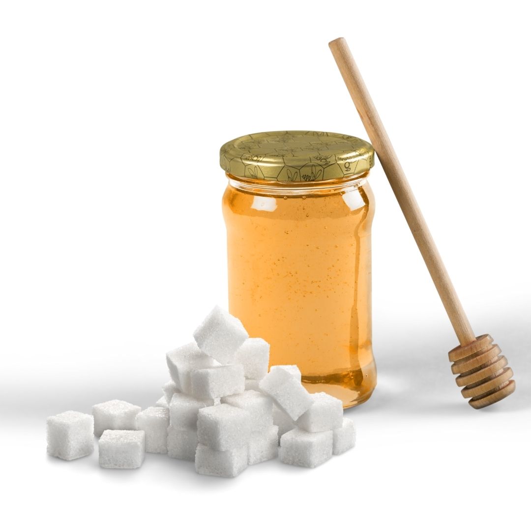 C/S de miel y 100 g de azúcar